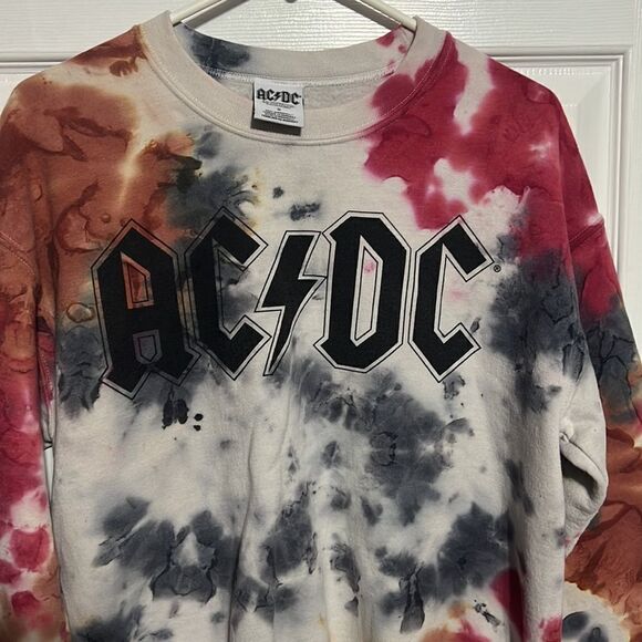 🔥🔥 Vintage AC/DC Tie-Dye Crewneck Sweatshirt - PERFECT No Flaws- Men Sz Sm - Picture 2 of 8